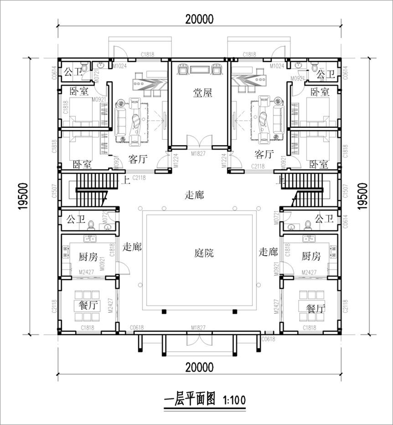 農(nóng)村四合院一層戶(hù)型圖