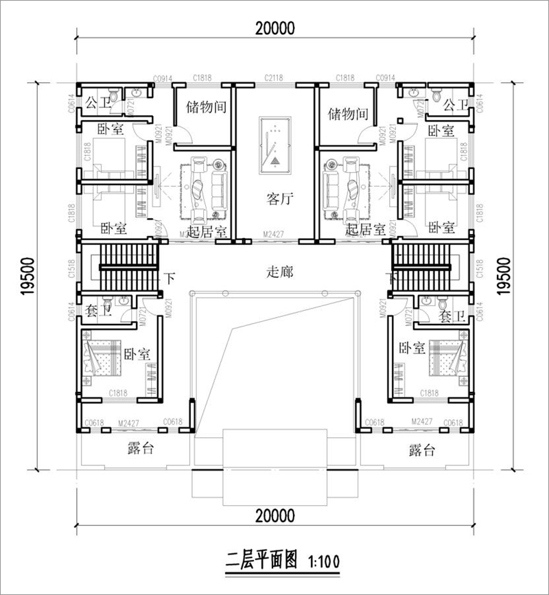 農(nóng)村四合院二層戶(hù)型圖