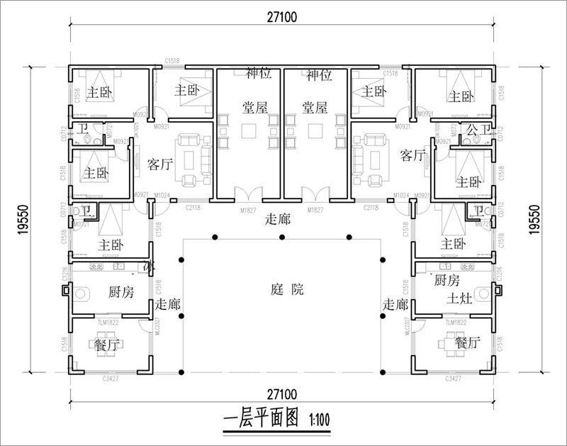 一層鄉(xiāng)村田園風(fēng)格別墅平面圖
