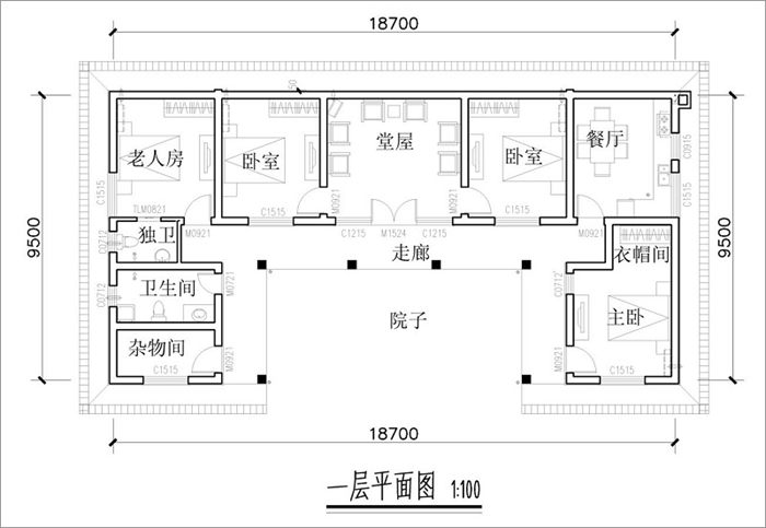 農(nóng)村自建一層小別墅平面圖