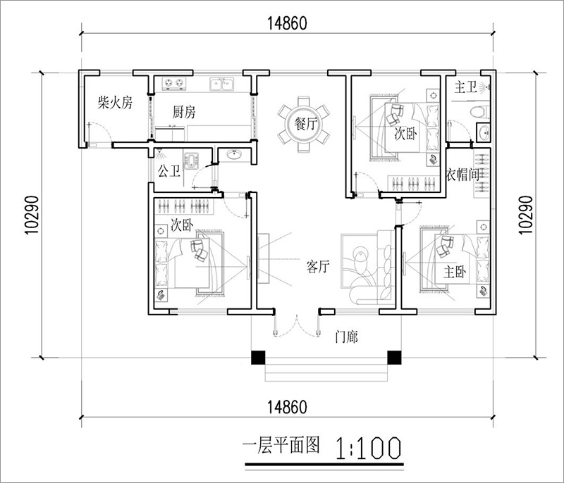 農(nóng)村一層小別墅平面圖