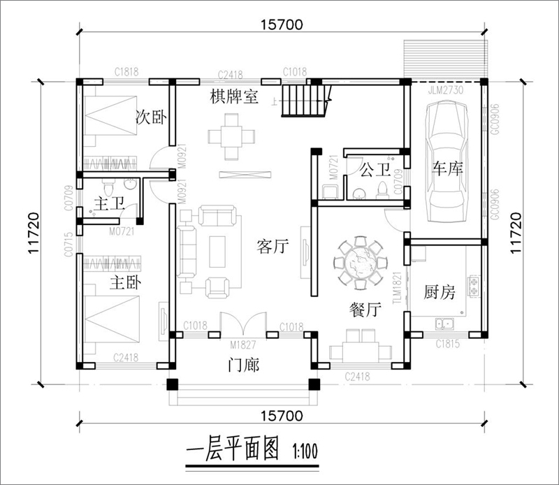 新中式二層小別墅平面圖