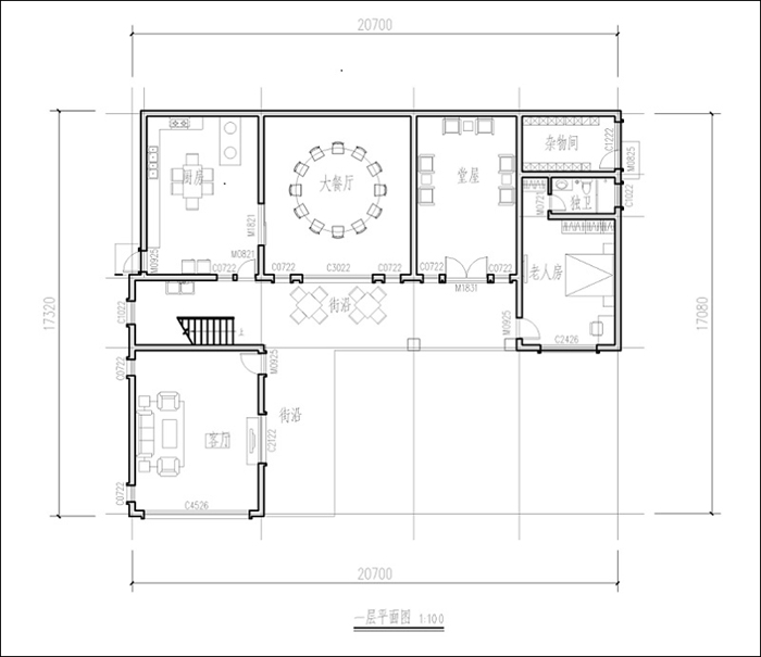 農(nóng)村7字型自建房平面圖