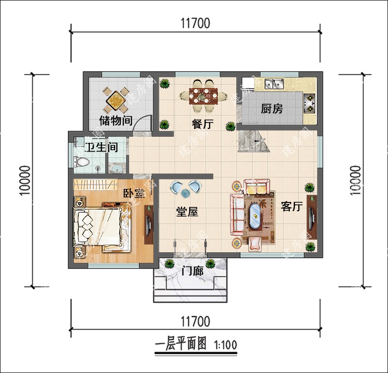 農(nóng)村二層自建別墅一層布局
