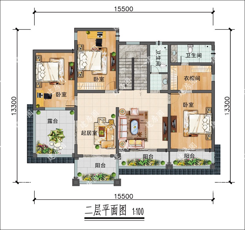 農(nóng)村四間自建房二層戶(hù)型圖