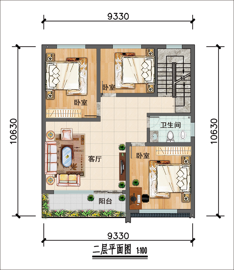 面寬9米自建房平面圖