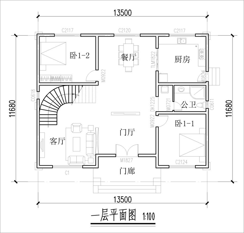農村三層三間自建房平面圖