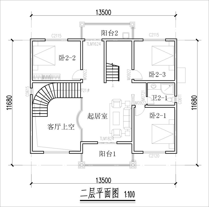 農村三層三間自建房戶型圖