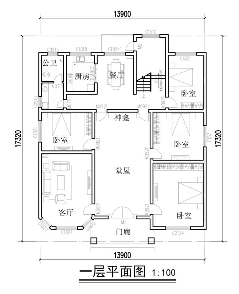 歐式自建別墅戶型圖