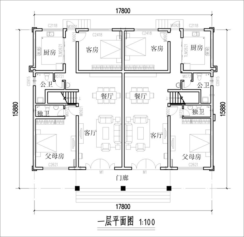 農(nóng)村三層別墅戶(hù)型圖
