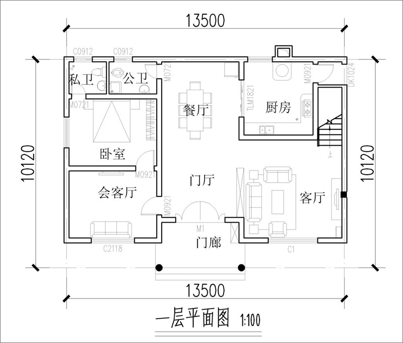 歐式風(fēng)格別墅一層平面圖