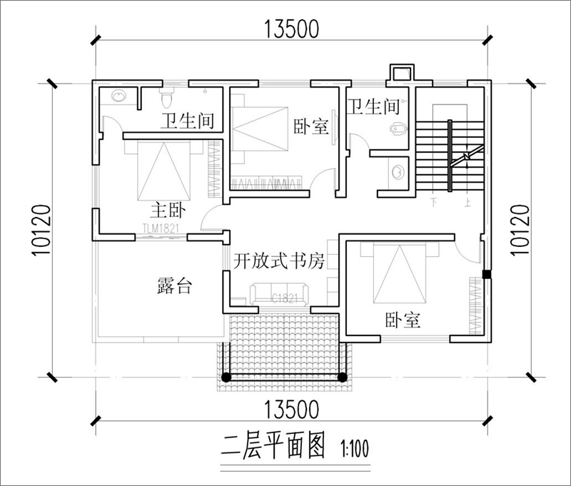 歐式風(fēng)格別墅二層戶型圖
