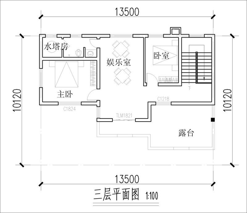 歐式風(fēng)格別墅三層戶型圖