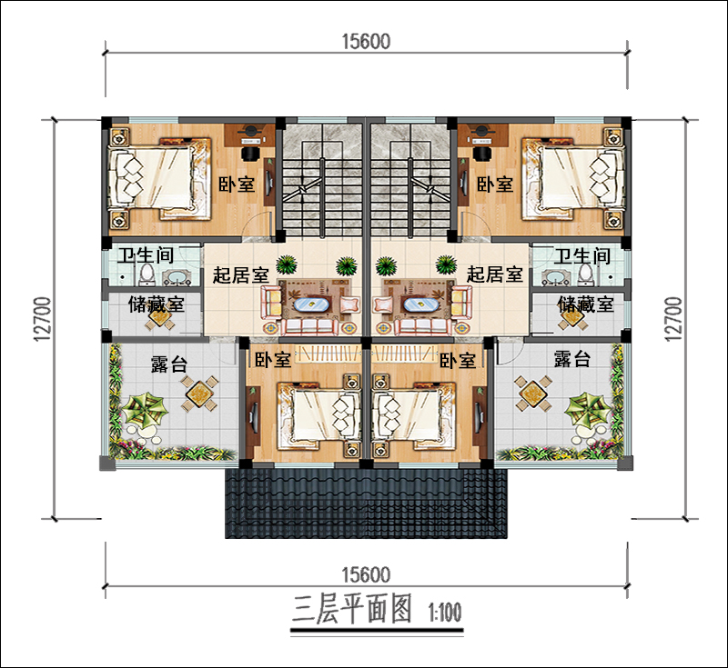 農村雙拼別墅平面圖