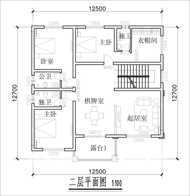 三層鄉(xiāng)村別墅平面布局圖