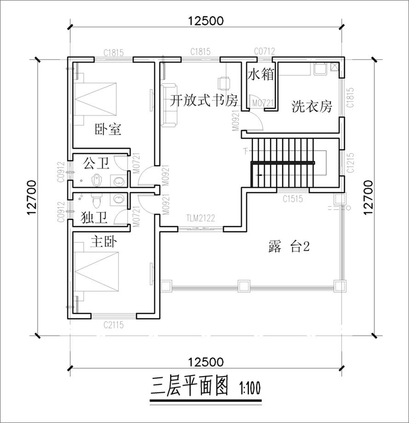 三層鄉(xiāng)村別墅戶型平面圖