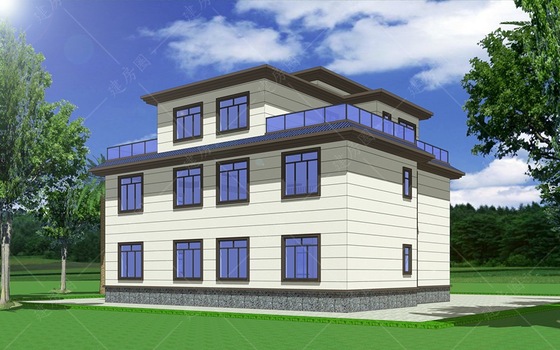 農(nóng)村三層半新中式自建房外觀圖片