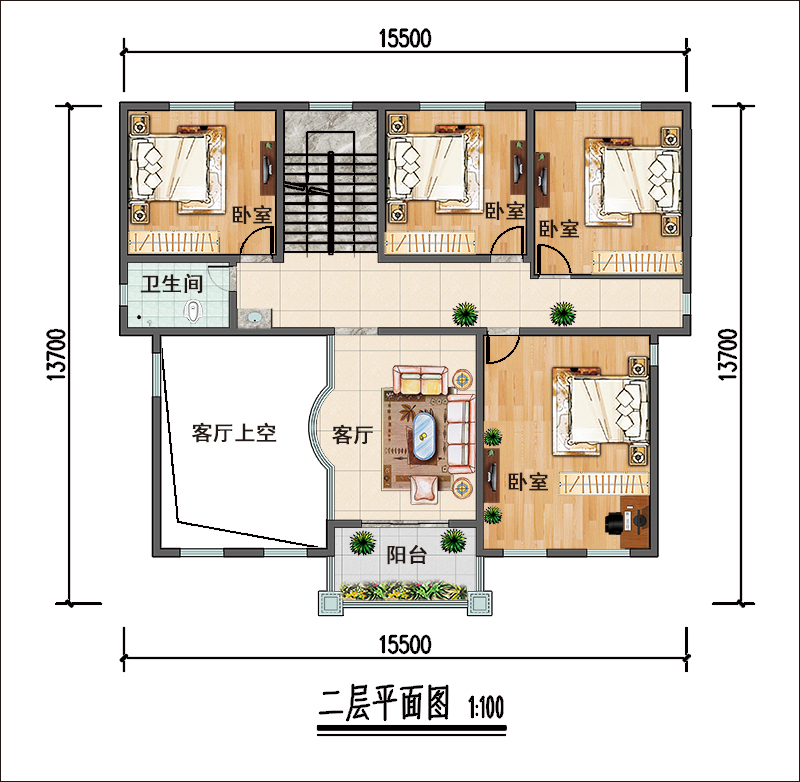 農(nóng)村三層半自建房平面布局圖