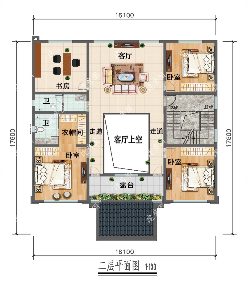 新中式別墅二層戶型圖