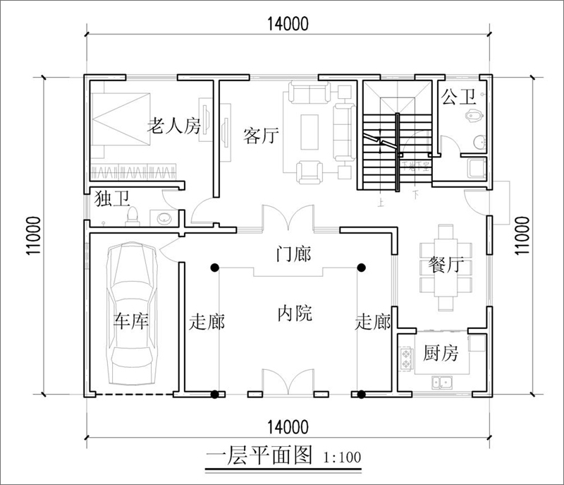 農(nóng)村三層中式自建房設(shè)計(jì)圖紙一層平面設(shè)計(jì)圖