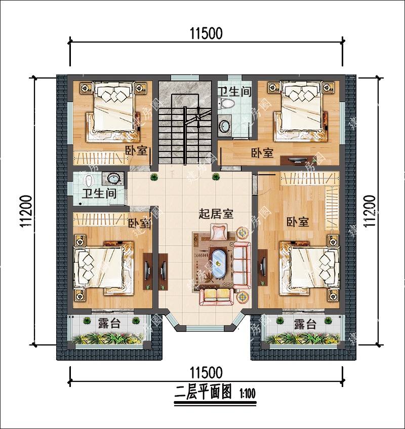 自建房二層平面圖