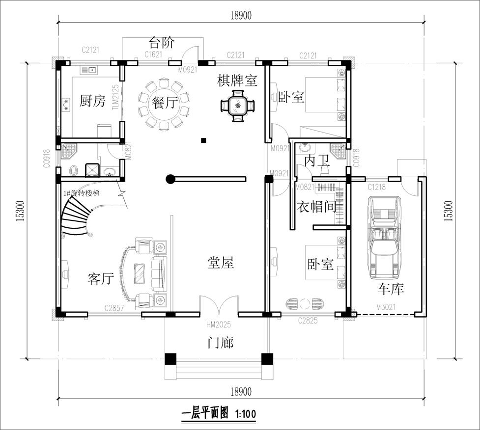 三層歐式別墅一層戶型圖