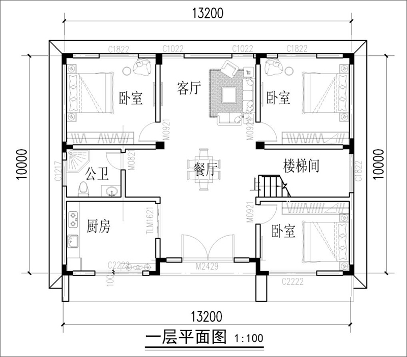 農(nóng)村小型框架別墅設(shè)計(jì)平面圖
