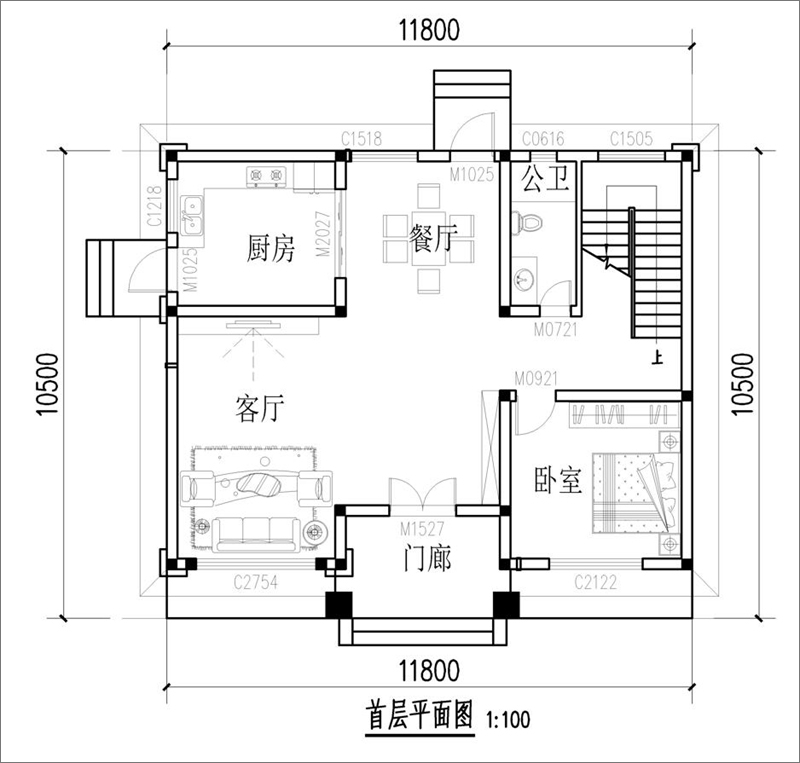 歐式自建別墅一層平面圖