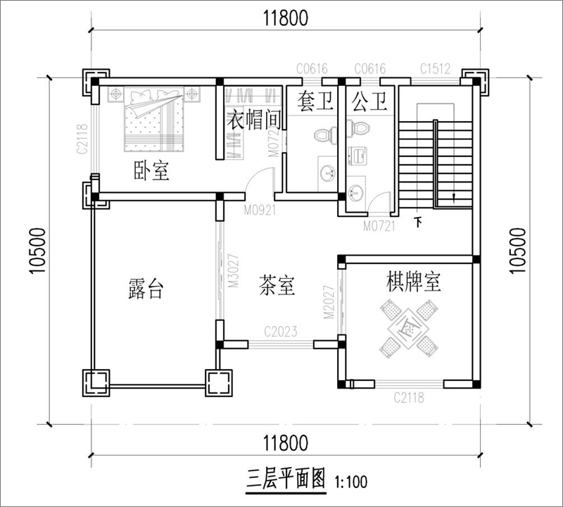歐式自建別墅三層平面圖
