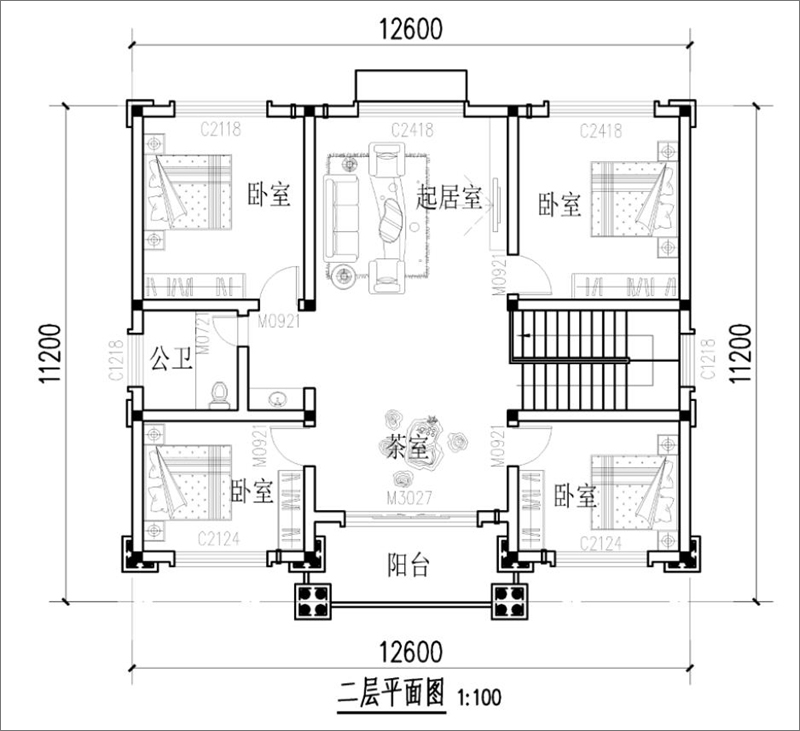 農(nóng)村別墅設(shè)計(jì)二層戶(hù)型圖
