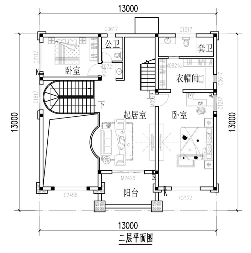 歐式別墅二層平面圖