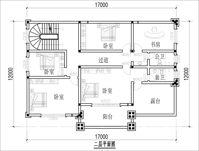農(nóng)村別墅二層半戶型圖