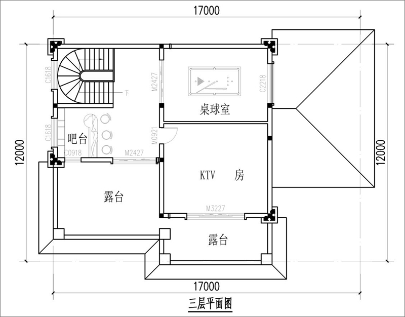 農(nóng)村別墅二層半平面圖