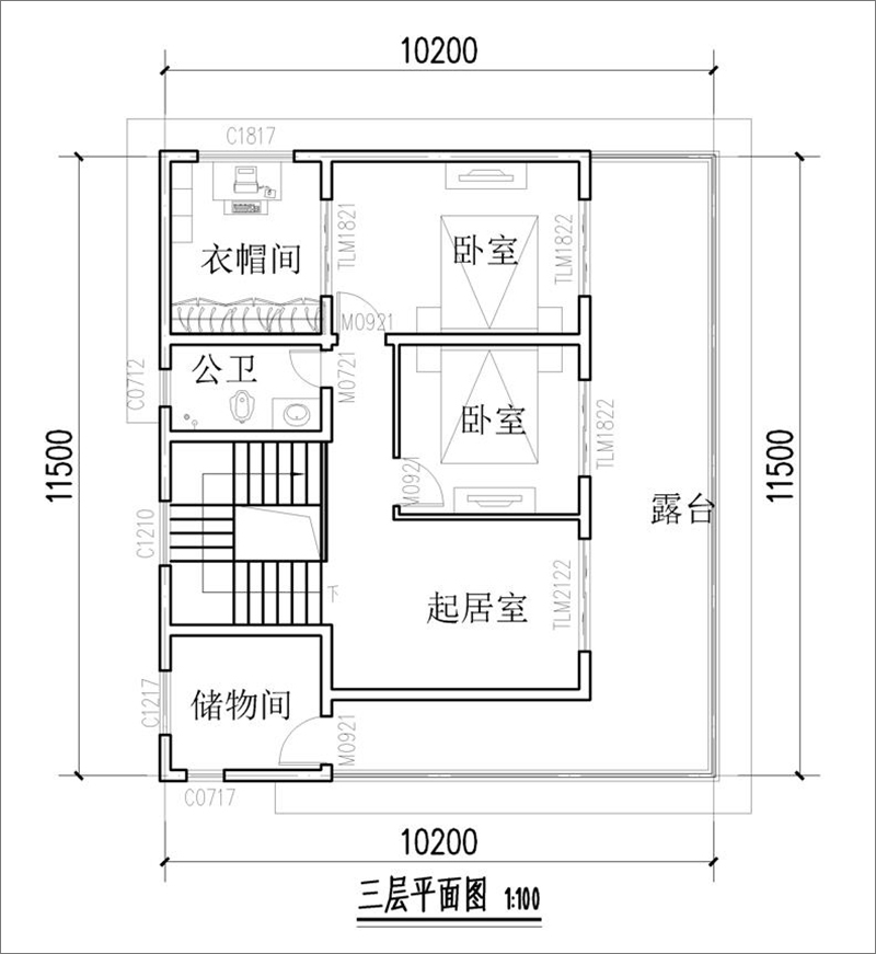 三層現(xiàn)代風格別墅戶型布局圖