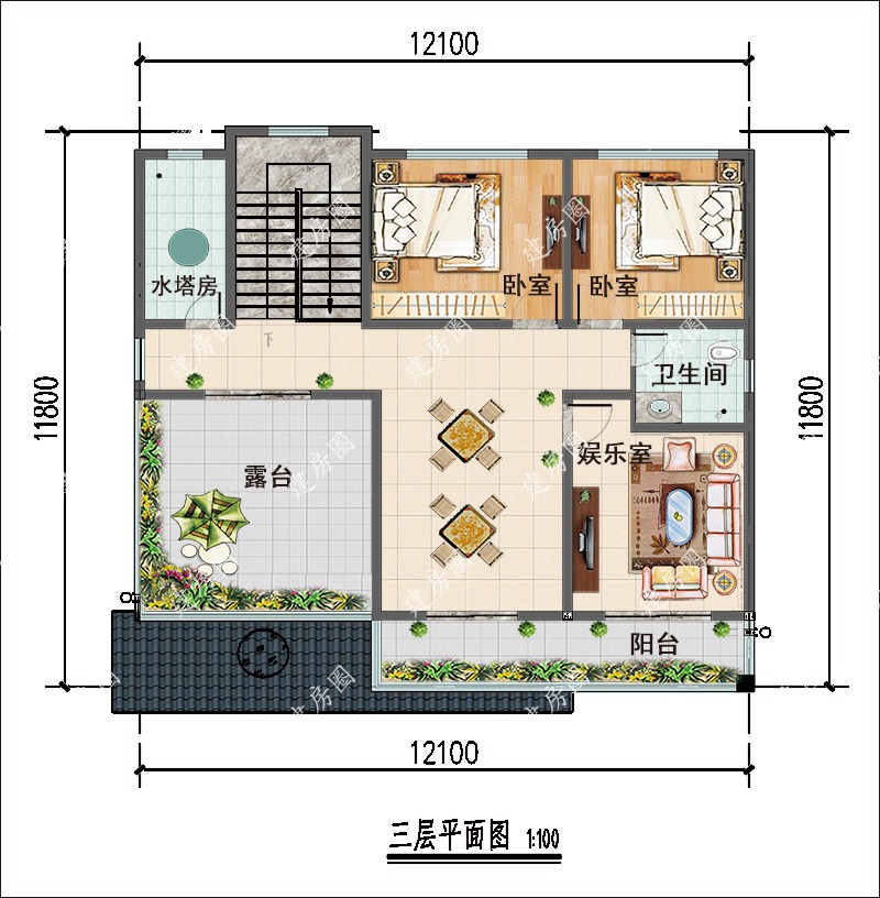 農(nóng)村三層別墅戶型平面圖