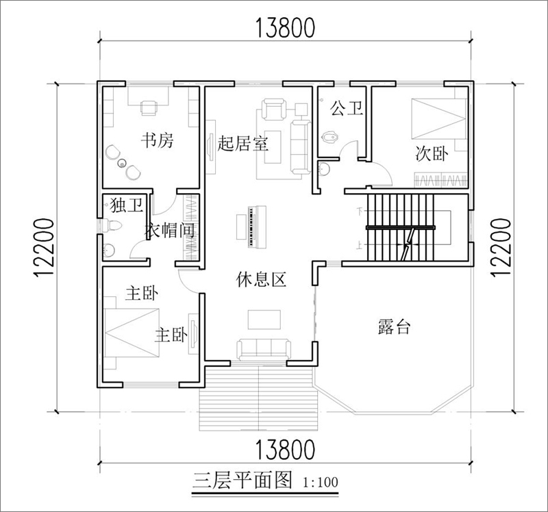 農(nóng)村歐式三層自建別墅三層設(shè)計圖