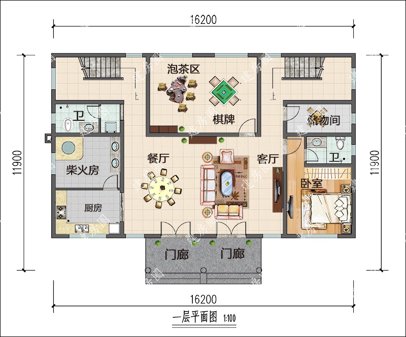 農(nóng)村雙拼房屋設(shè)計戶型圖