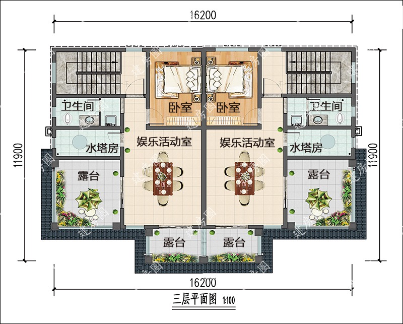 農(nóng)村雙拼房屋設(shè)計布局圖