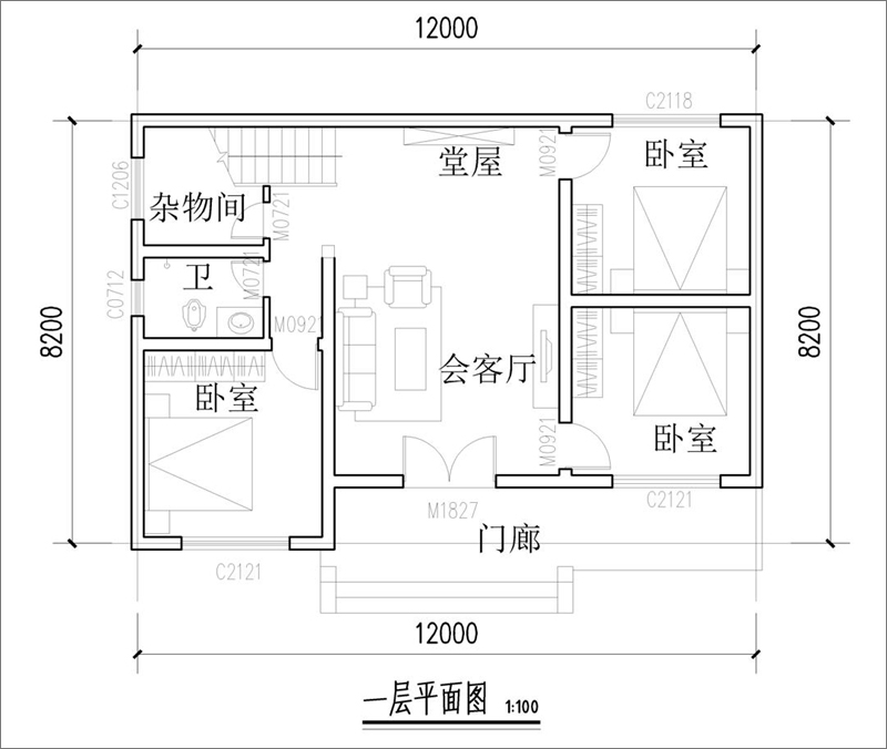 農(nóng)村小獨棟別墅戶型圖