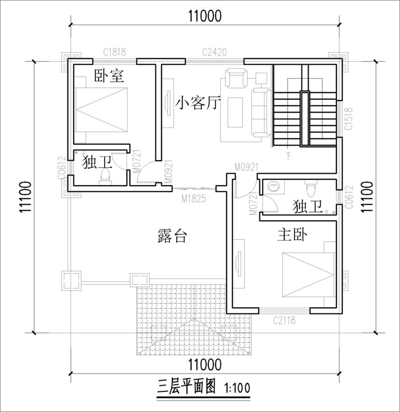 農(nóng)村三層別墅戶型圖