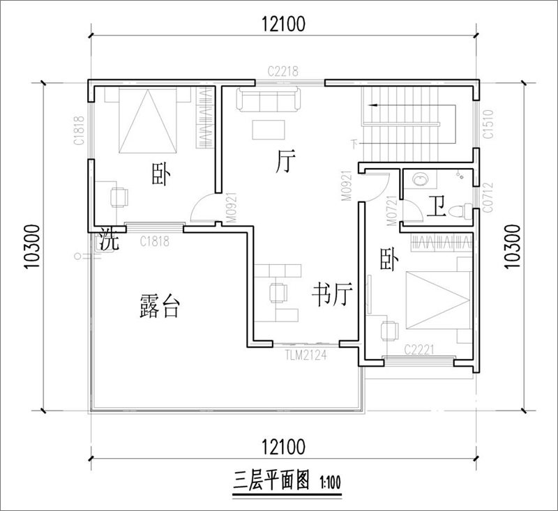 三層別墅設計布局平面圖