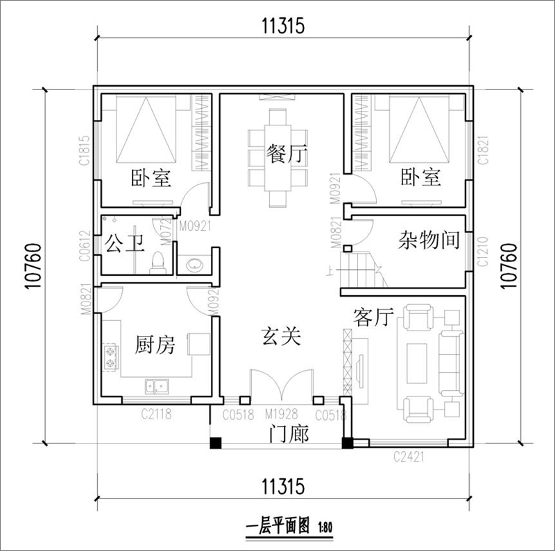 三層鄉(xiāng)村別墅戶型圖