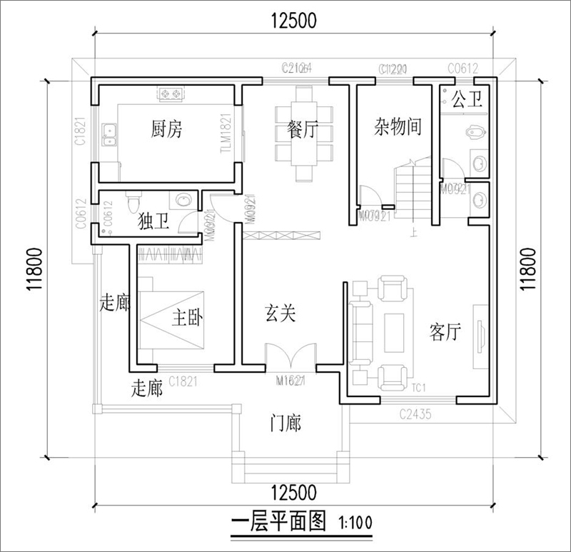 12米x11米農(nóng)村自建房戶型圖