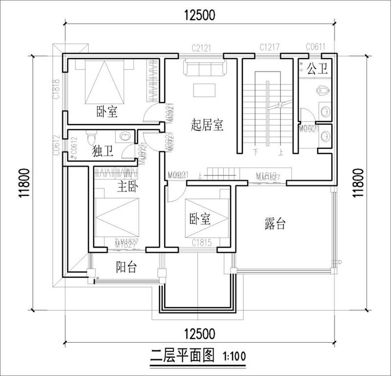 12米x11米農(nóng)村自建房平面圖