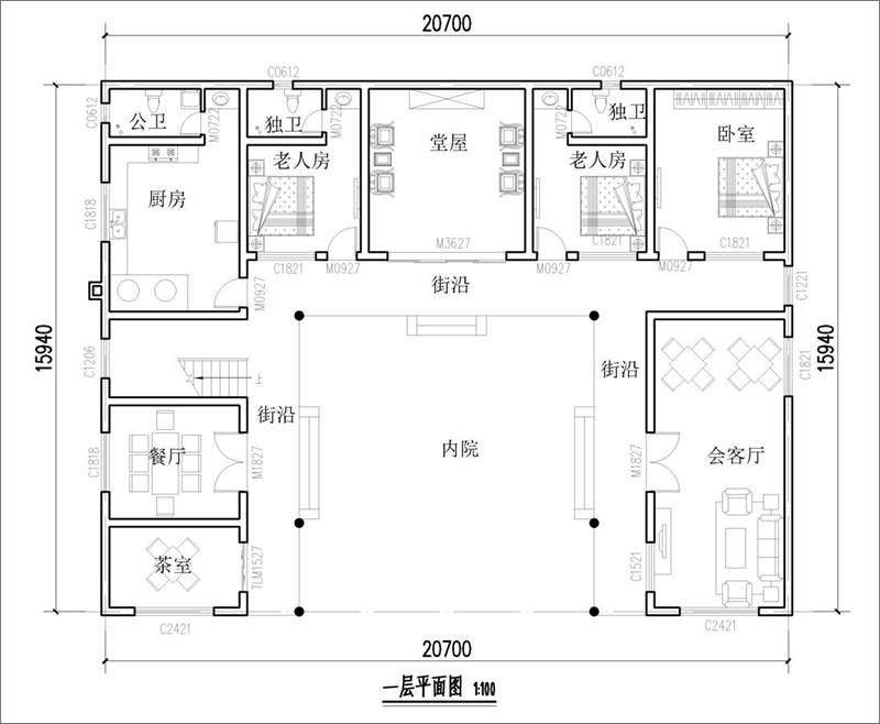 中式三合院戶(hù)型圖