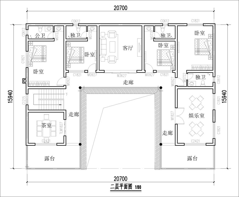 中式三合院平面戶(hù)型圖