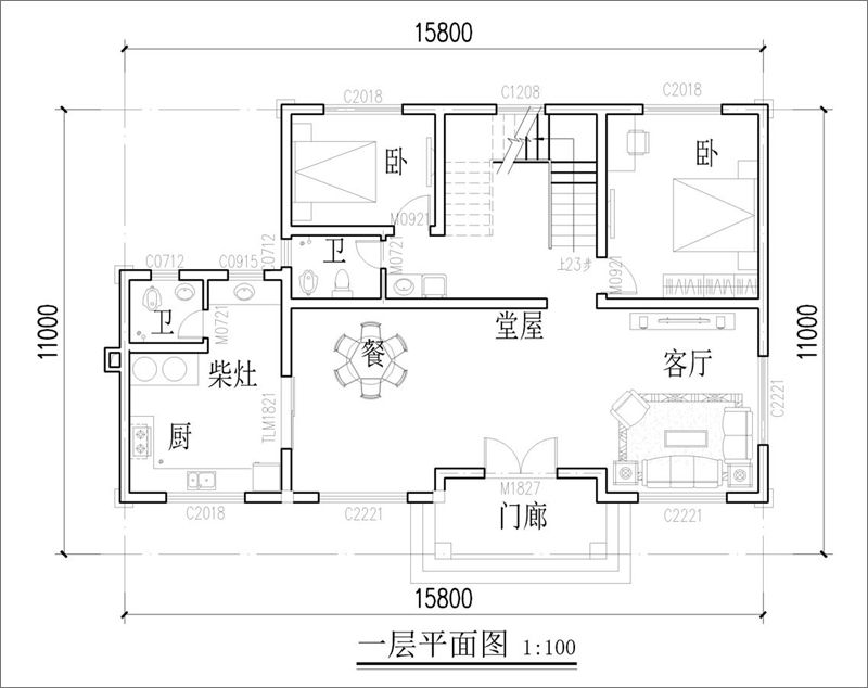 兩層自建房戶型圖