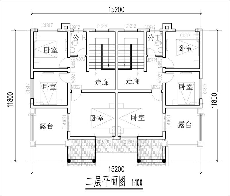 農(nóng)村雙拼別墅設(shè)計平面圖