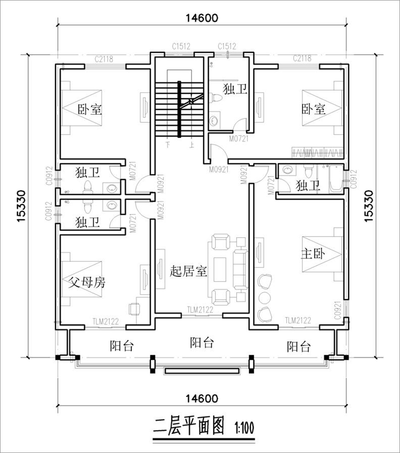 農(nóng)村二層別墅設(shè)計(jì)平面圖