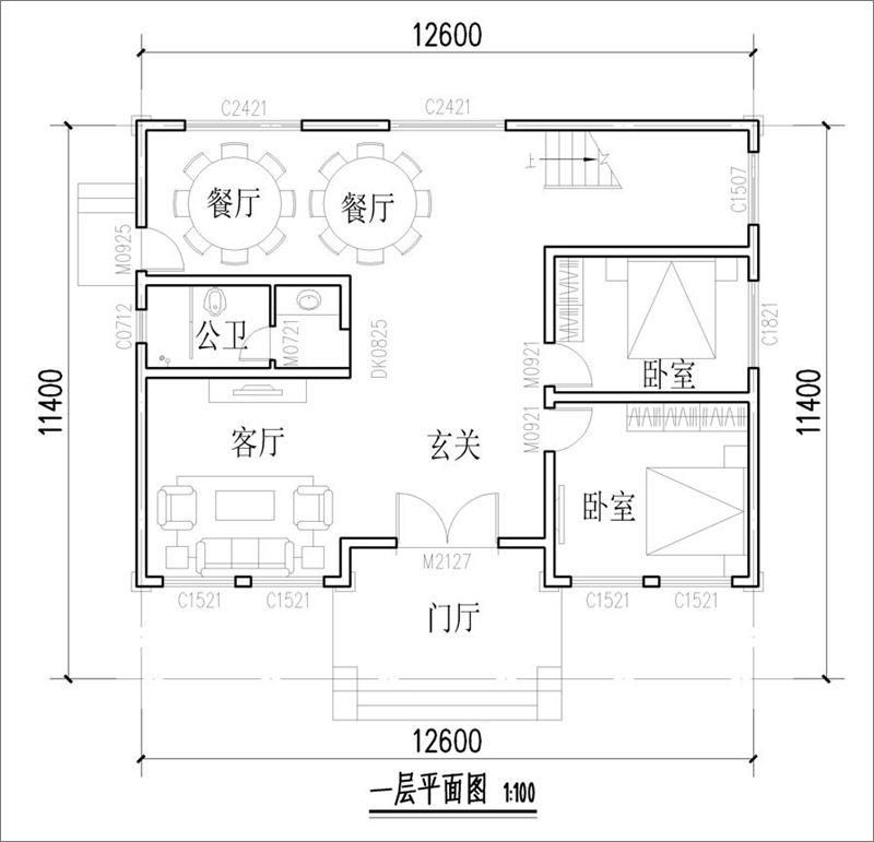 農(nóng)村三層框架別墅戶型圖